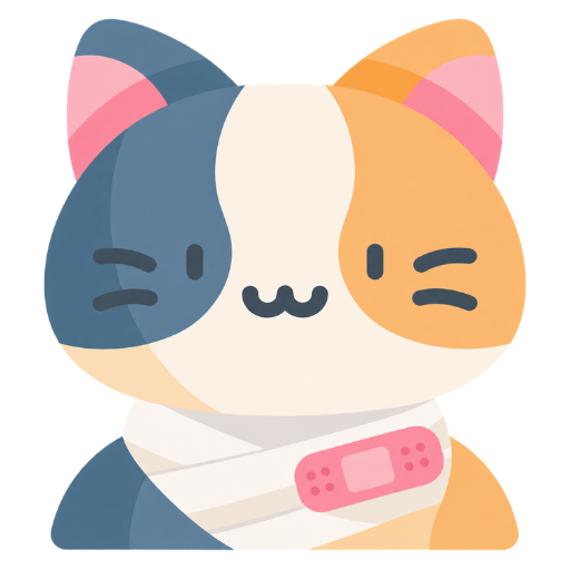 Illustrated icon of a calico cat face representing feline veterinary care and cat emergency services in San Diego, CA 